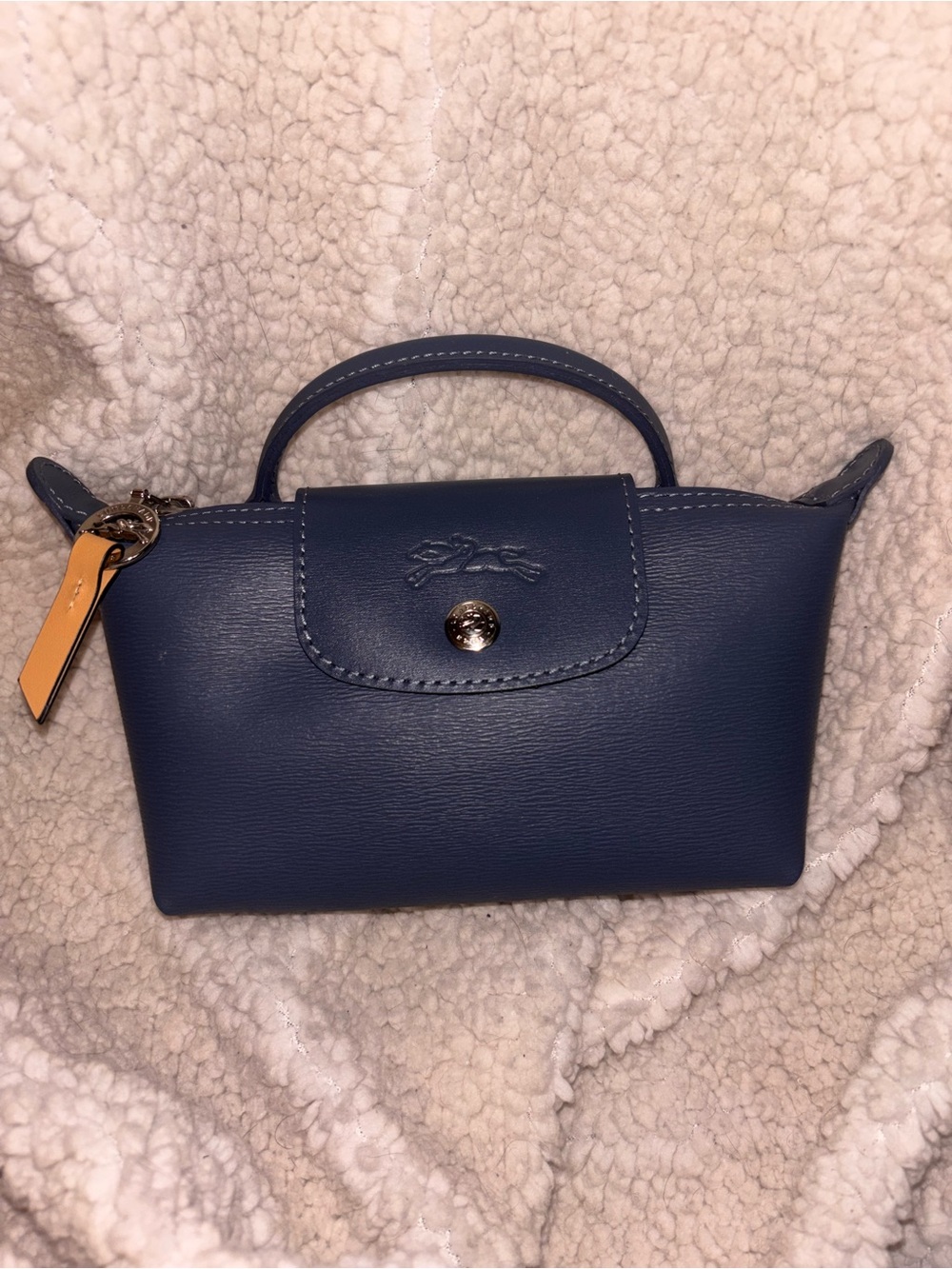Longchamp Le Pliage City Mini Top Handle Bag Navy Leather